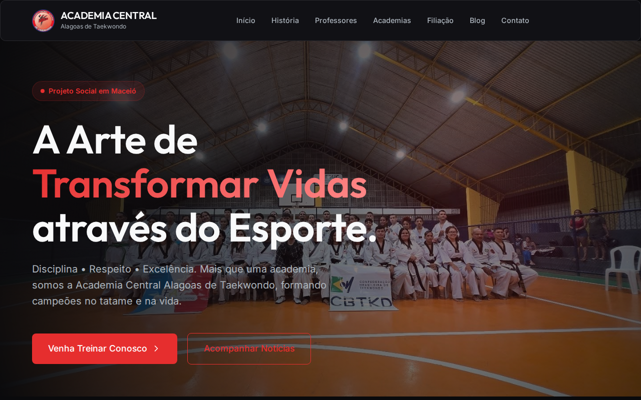 Tela inicial da Academia Central
